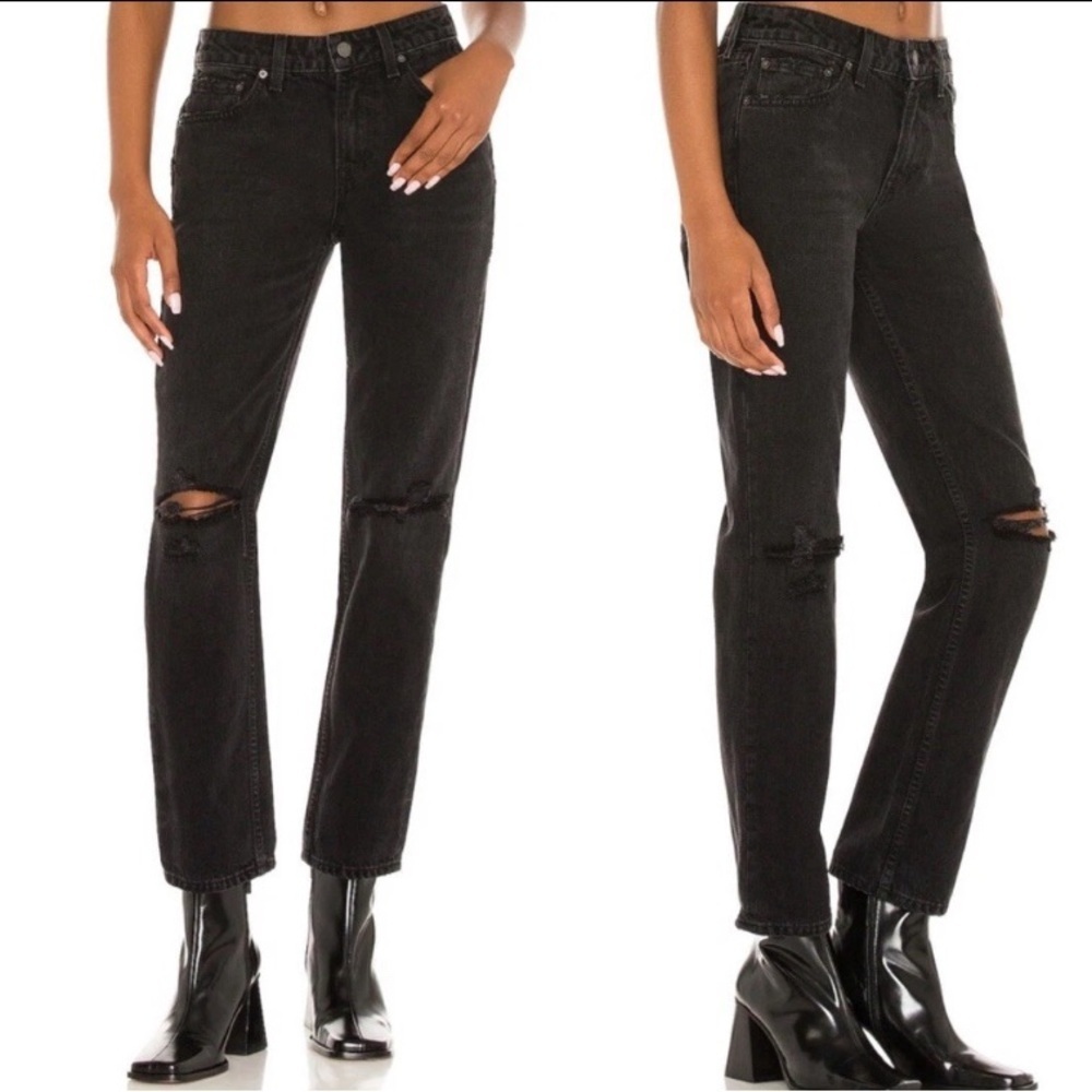 NWT GRLFRND Kate Low Rise Slim Crop Jeans Fifth Avenue Black Size 28